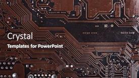  Presentation with printed circuit board - Slide deck featuring modern-printed-brown-circuit-board background and a wine colored foreground