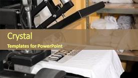  Presentation with workplace - Slide set with modern printing machine with t background and a coral colored foreground