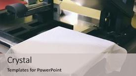  Presentation with workplace - PPT theme having modern printing machine with t background and a light gray colored foreground