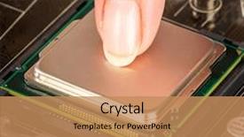  Presentation with computer motherboard - Theme featuring modern processor and motherboard for a home computer background and a coral colored foreground