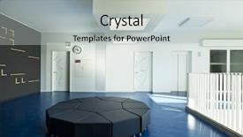  Presentation with public - Slide set with modern public school corridor blue floor background and a light gray colored foreground