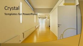  Presentation with modern eye glasses on yellow - Amazing slide deck having modern public school corridor yellow backdrop and a coral colored foreground