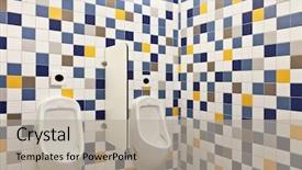  Presentation with public - Beautiful slides featuring modern public school two urinal backdrop and a light gray colored foreground