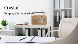  Presentation with radio news - Cool new PPT theme with modern radio on shelf backdrop and a white colored foreground