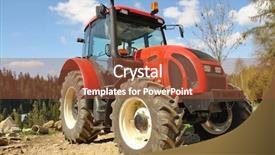  Presentation with tractor - Audience pleasing presentation theme consisting of modern red farm tractor parked backdrop and a tawny brown colored foreground