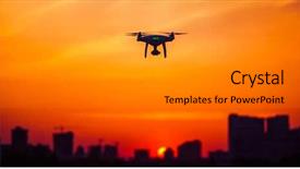  Presentation with fly - Theme enhanced with modern remote control air drone background and a gray colored foreground