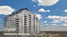  Presentation with high rise building - PPT theme enhanced with modern residential high rise building background and a gray colored foreground
