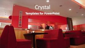  Presentation with restaurant - Presentation theme featuring modern restaurant interior photo background and a coral colored foreground