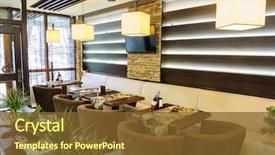  Presentation with restaurant - Colorful presentation design enhanced with year 2018 written at the sand beach with sea wave water backdrop and a light gray colored foreground