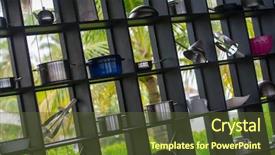  Presentation with restaurant kitchen - Slide deck consisting of modern restaurant outdoor kitchen cookware background and a tawny brown colored foreground