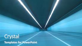 Presentation with road light - PPT theme enhanced with modern road tunnel with light background and a teal colored foreground
