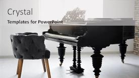  Presentation with piano - Beautiful PPT layouts featuring room design with vintage piano backdrop and a light gray colored foreground