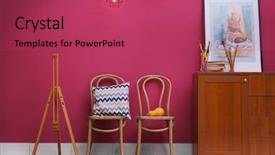  Presentation with chairs - Slide deck with modern room interior with chairs background and a red colored foreground