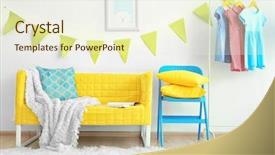  Presentation with room - Presentation theme enhanced with modern-room-interior-with-yellow background and a cream colored foreground
