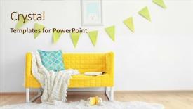  Presentation with room - Slide set with modern-room-interior-with-yellow background and a cream colored foreground