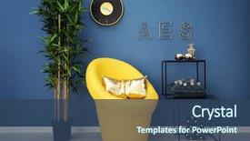  Presentation with interior - Colorful presentation theme enhanced with modern room interior with yellow backdrop and a ocean colored foreground