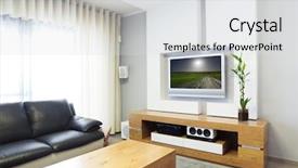  Presentation with plasma - Slide deck featuring modern room with plasma tv background and a light gray colored foreground