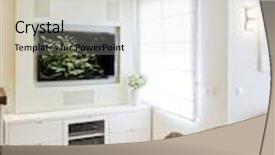  Presentation with plasma - PPT theme consisting of modern room with plasma tv background and a light gray colored foreground