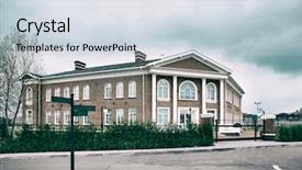  Presentation with modern school building - Audience pleasing slide deck consisting of modern school building backdrop and a sky blue colored foreground