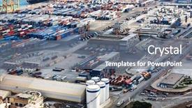  Presentation with seaport - Slide deck consisting of modern seaport on a sunny background and a gray colored foreground