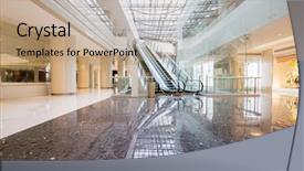  Presentation with mall - Amazing PPT layouts having modern shopping mall interior backdrop and a coral colored foreground