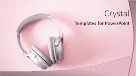  Presentation with wireless - Theme enhanced with modern-silver-wireless-headphones background and a pink colored foreground