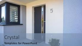  Presentation with house - Presentation theme with modern-single-family-house background and a seafoam green colored foreground