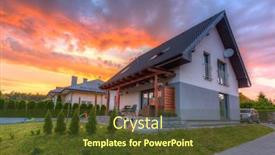  Presentation with garden - Slide set with modern-single-family-house background and a tawny brown colored foreground