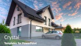  Presentation with garden - Beautiful presentation design featuring modern-single-family-house backdrop and a gray colored foreground