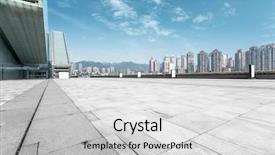  Presentation with skyline - Slide deck with modern skyline and empty road background and a light gray colored foreground