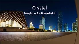  Presentation with asphalt road - Beautiful slide set featuring modern skyline at night backdrop and a navy blue colored foreground