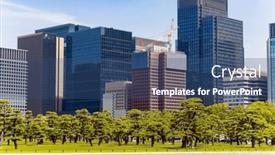  Presentation with park - Presentation design having modern-skyscrapers-in-a-beautiful background and a ocean colored foreground