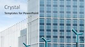  Presentation with street lamps - Colorful slide deck enhanced with modern skyscrapers with row of street lamps against sky dalian city china backdrop and a light blue colored foreground