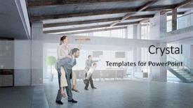  Presentation with fun - Beautiful PPT theme featuring modern slavery - businesspeople having fun in office backdrop and a lemonade colored foreground