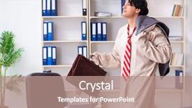  Presentation with slavery - Amazing presentation design having modern slavery - crazy young man in straitjacket backdrop and a coral colored foreground