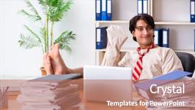  Presentation with crazy - Colorful presentation theme enhanced with modern slavery - crazy young man in straitjacket backdrop and a  colored foreground