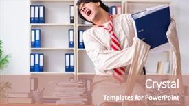  Presentation with crazy - Audience pleasing presentation design consisting of modern slavery - crazy young man in straitjacket backdrop and a  colored foreground