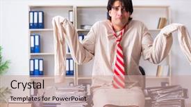  Presentation with slavery - Presentation theme having modern slavery - crazy young man in straitjacket background and a  colored foreground