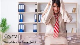  Presentation with office ergonomics man worker exercising - Cool new PPT theme with modern slavery - crazy young man in straitjacket backdrop and a  colored foreground