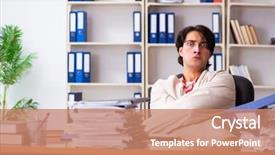  Presentation with office ergonomics man worker exercising - Amazing presentation design having modern slavery - crazy young man in straitjacket backdrop and a  colored foreground