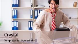  Presentation with slavery - PPT layouts with modern slavery - crazy young man in straitjacket background and a mint green colored foreground