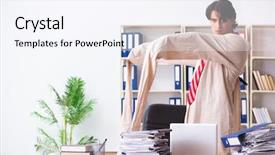  Presentation with crazy - PPT theme consisting of modern slavery - crazy young man in straitjacket background and a sky blue colored foreground