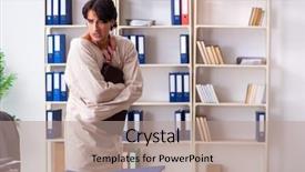  Presentation with crazy - Presentation theme consisting of modern slavery - crazy young man in straitjacket background and a  colored foreground