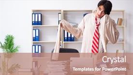  Presentation with office ergonomics man worker exercising - Audience pleasing PPT layouts consisting of modern slavery - crazy young man in straitjacket backdrop and a  colored foreground