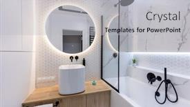  Presentation with interior design - PPT theme with modern-small-bathroom-interior-design background and a light gray colored foreground