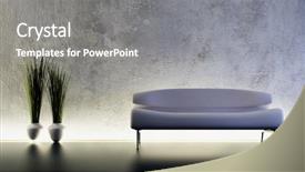  Presentation with computer - Presentation theme enhanced with modern sofa 3d computer rendering background and a  colored foreground