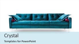  Presentation with turquoise - Beautiful PPT theme featuring modern sofa turquoise - on white backdrop and a teal colored foreground