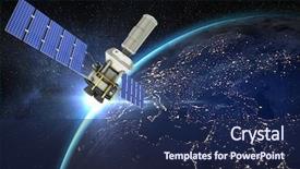  Presentation with solar power - PPT theme having modern solar power satellite background and a navy blue colored foreground