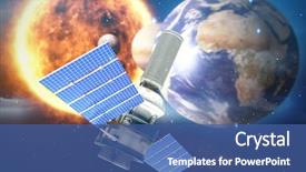  Presentation with solar power - Presentation theme having modern solar power satellite background and a ocean colored foreground