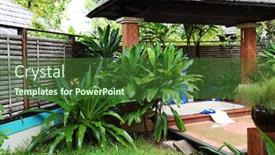  Presentation with spa salon - Theme with modern-spa-salon-at-resort background and a forest green colored foreground